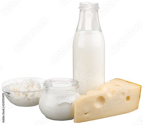 Dairy Products- Cheeses and Milk - Isolated