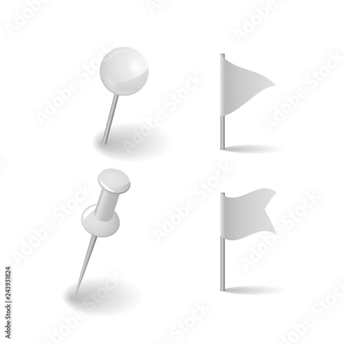 4 white pins on the white background