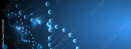 Science template, wallpaper or banner with a DNA molecules. Vector illustration.
