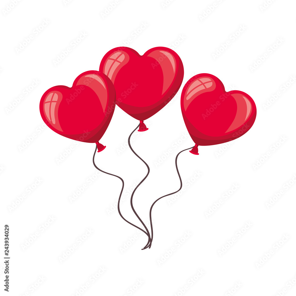 heart shaped balloons isolated icon