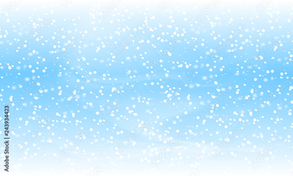 Fototapeta premium Falling snow background. Holiday landscape with snowfall. Vector illustration. Winter snowing sky. Eps 10.