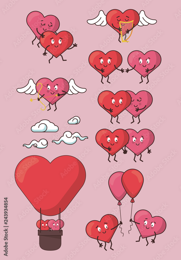 love hearts cartoon