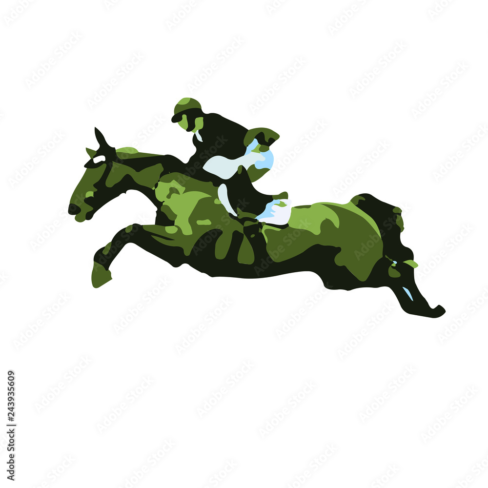 Fototapeta premium Jockey at the jump competition