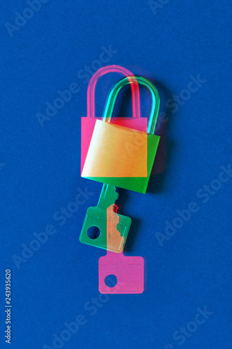 lock as symbol for Privacy and General Data Protection Regulation on blue background