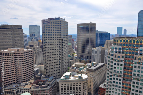 Photography Aerial view of Boston Financial District Skyscrapers, from Custom House, Boston, Massachusetts, USA