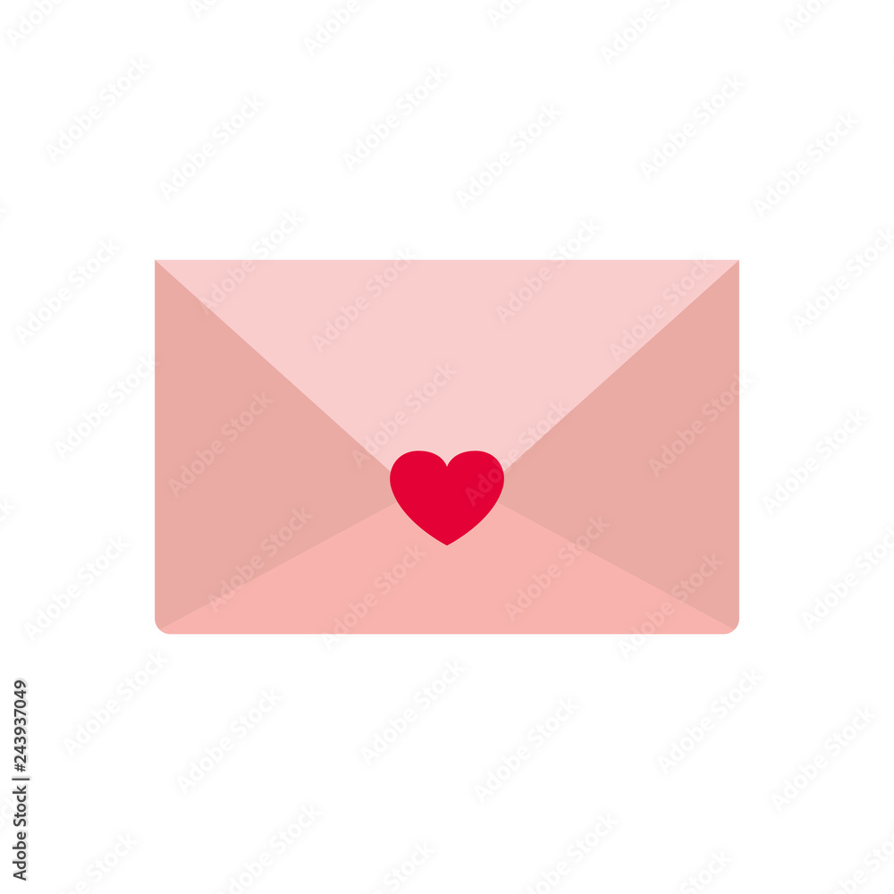 envelope of letter with heart isolated icon