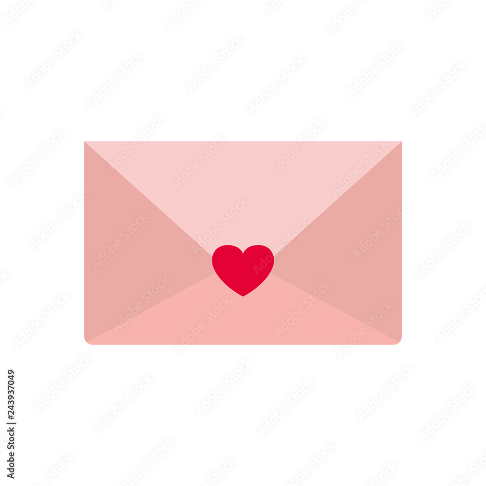 envelope of letter with heart isolated icon envelope of letter with heart isolated icon