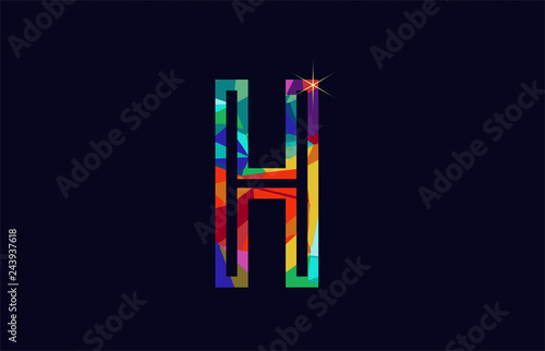 rainbow colored alphabet letter H logo company icon design