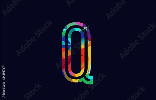 rainbow colored alphabet letter Q logo company icon design