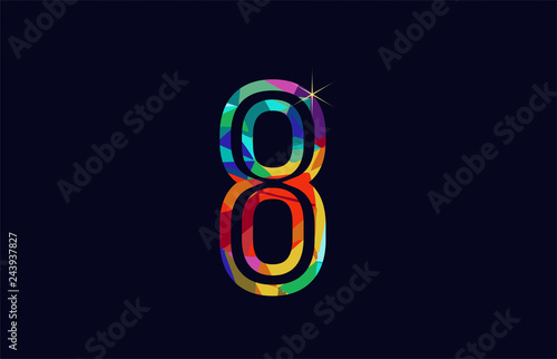 rainbow colored number 8 logo company icon design