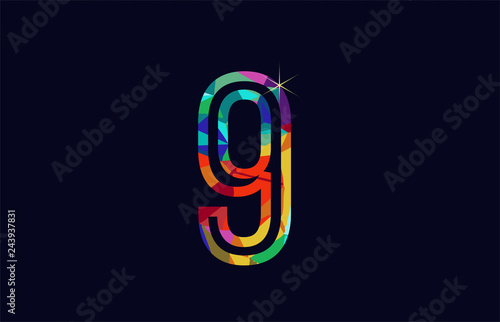 rainbow colored number 9 logo company icon design