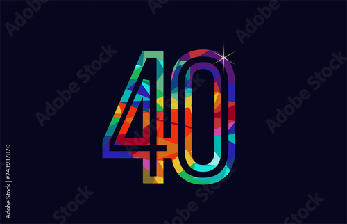 rainbow colored number 40 logo company icon design