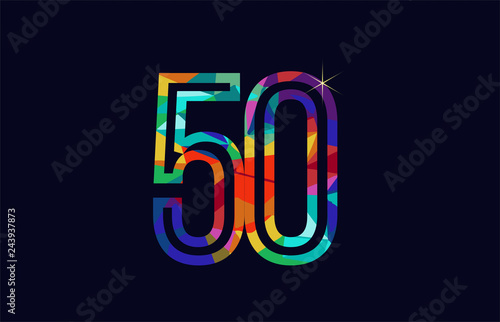 rainbow colored number 50 logo company icon design