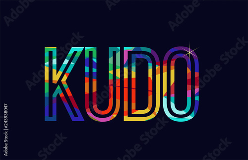 kudo word typography design in rainbow colors logo