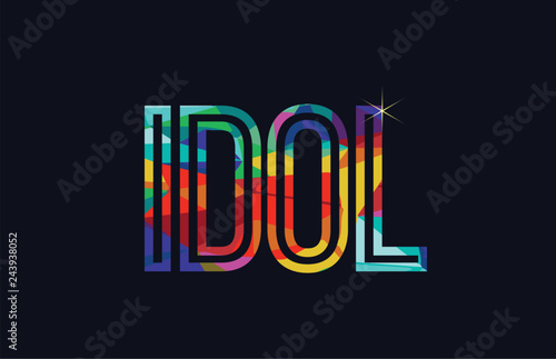 idol word typography design in rainbow colors logo