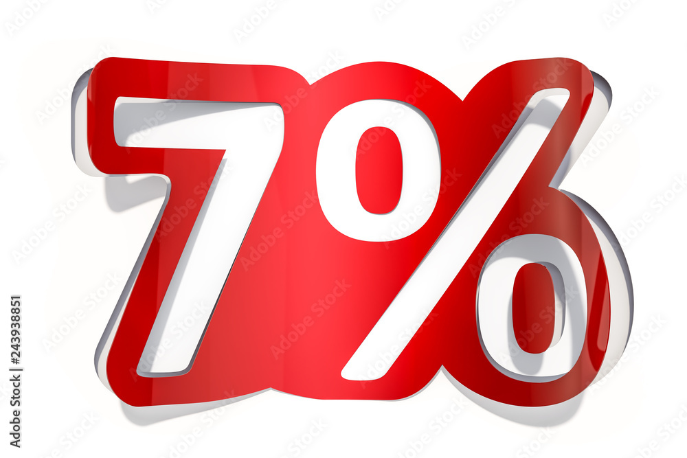 Discount concept, 7 % inscription cut from paper, 3D rendering Discount concept, 7 % inscription cut from paper, 3D rendering