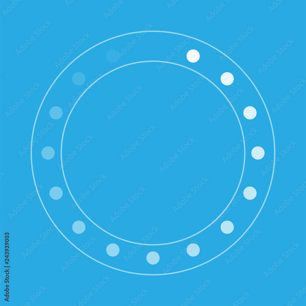 White round download sign isolated on blue background. Load icon. Data loading bar. Vector stock illustration White round download sign isolated on blue background. Load icon. Data loading bar. Vector stock illustration