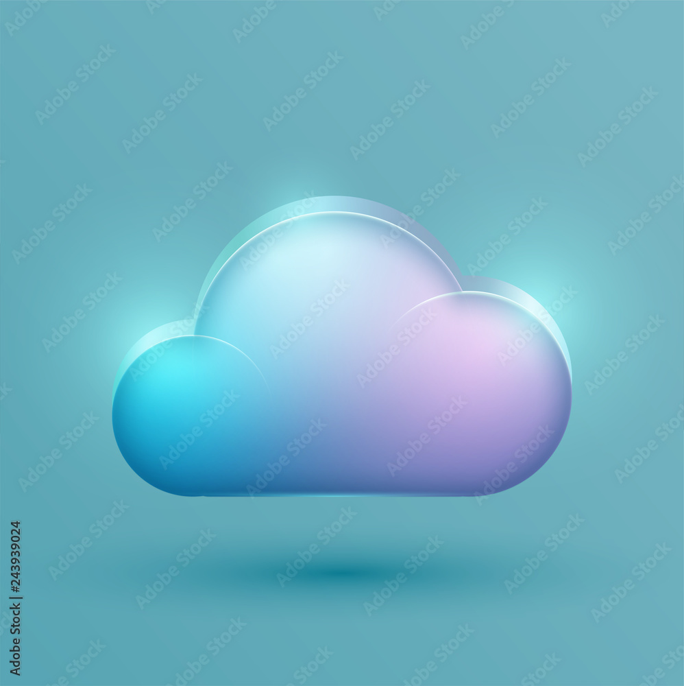 Neon realistic cloud icon, vector Neon realistic cloud icon, vector