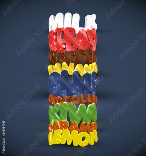 9 different flavour in 3D, vector set