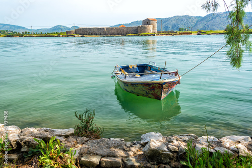Boat and Castle in Butrint, Albania