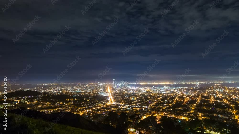 Timelapse Panoramic Overview of Downtown San Francisco City Lights -Zoom Out- Timelapse Panoramic Overview of Downtown San Francisco City Lights -Zoom Out-