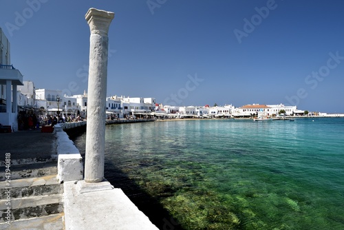 The clear water of the harbour of Mykonos