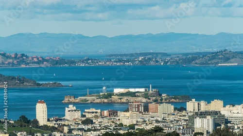 Timelapse of Alcatraz Island in San Francisco Bay in the Daytime