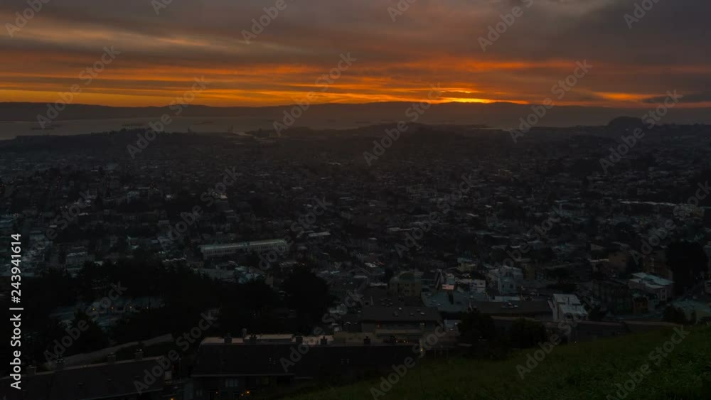 Timelapse of Sunrise over San Francisco Cityscape -Tilt Up- Timelapse of Sunrise over San Francisco Cityscape -Tilt Up-