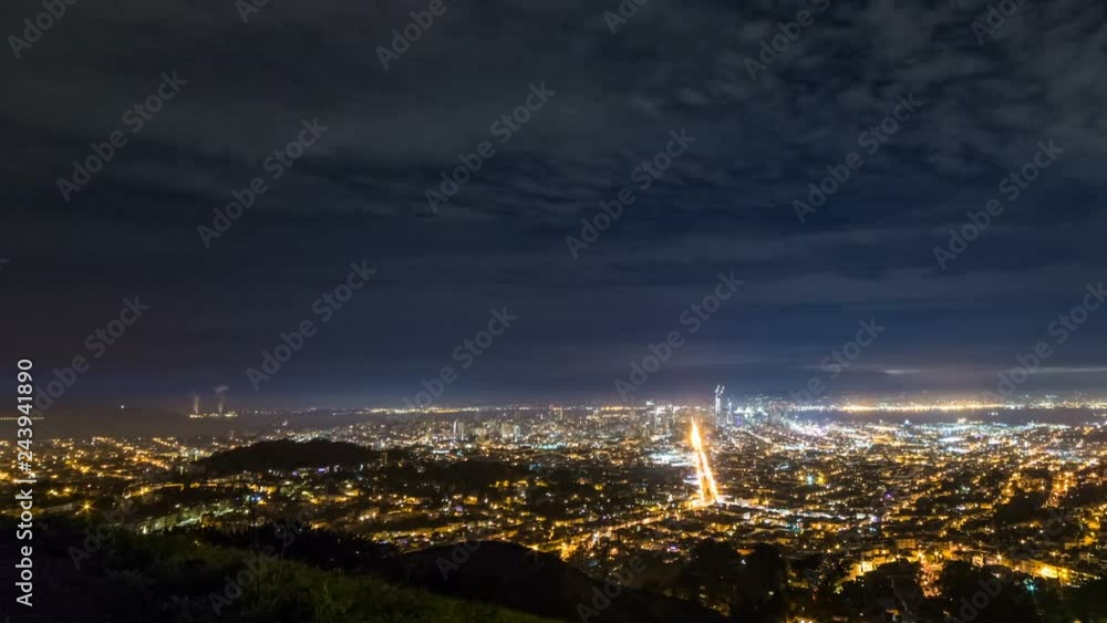 Timelapse Panoramic Overview of Downtown San Francisco City Lights -Pan Right- Timelapse Panoramic Overview of Downtown San Francisco City Lights -Pan Right-