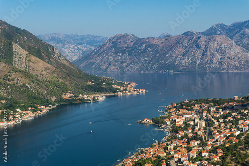View of mountains and Kotor Bay, largest bay of the Adriatic Sea