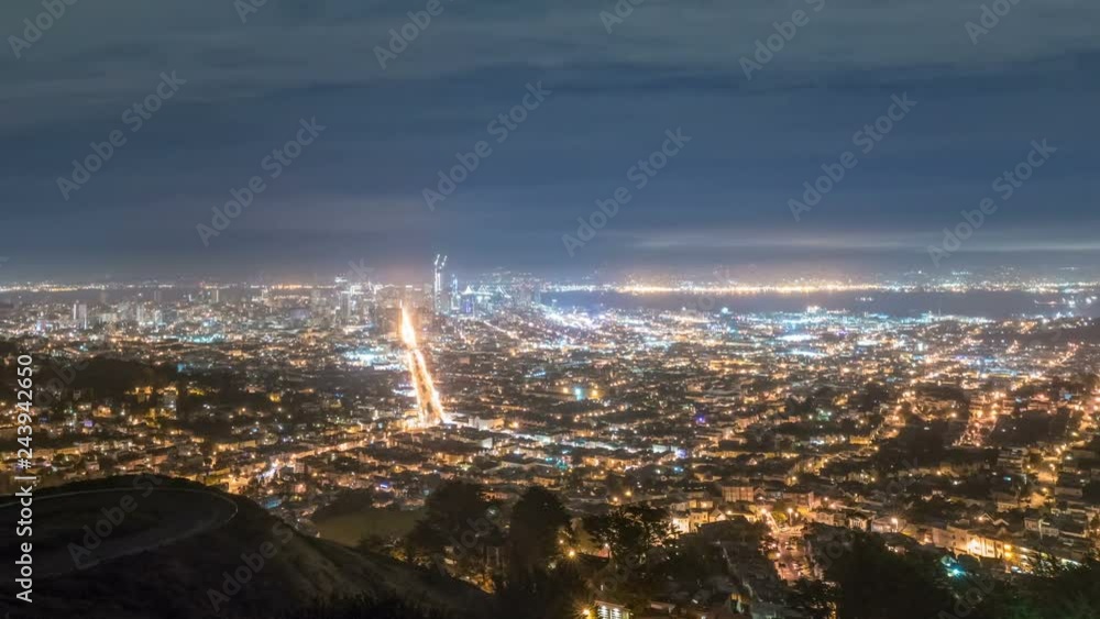 Timelapse Overview of San Francisco City Lights Wide Angle -Pan Left- Timelapse Overview of San Francisco City Lights Wide Angle -Pan Left-