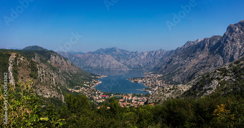 Panorama of mountains and Kotor Bay  largest bay of the Adriatic