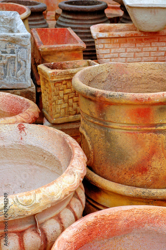 Clay garden pots