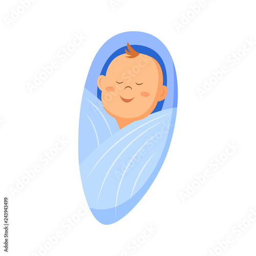 a baby boy icon, swaddle, vector illustration, Baby shower card