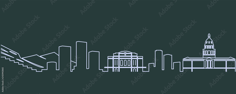 Naklejka premium Denver Single Line Skyline