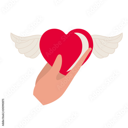 hands lifting love heart isolated icon