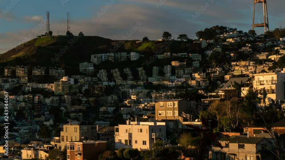 Timelapse of Sunrise at Residential District in San Francisco -Long Shot- Timelapse of Sunrise at Residential District in San Francisco -Long Shot-