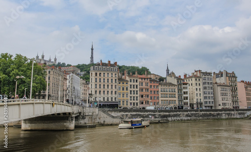 View of Vieux Lyon from Pont de la Feuillée, Lyon, France.