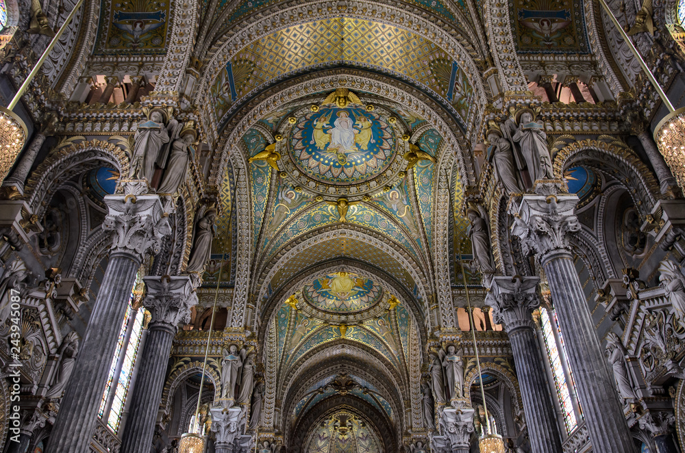 Basilique Notre Dame de Fourvière, Lyon, France.