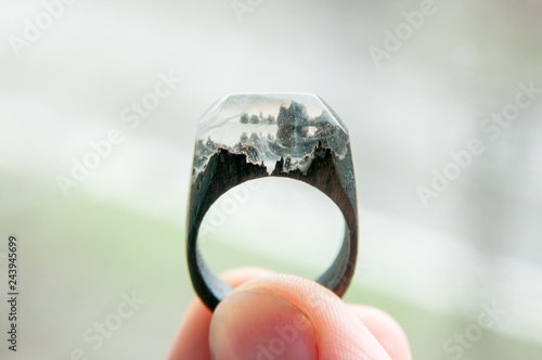 Wallpaper Mural wooden ring with handmade epoxy resin Torontodigital.ca