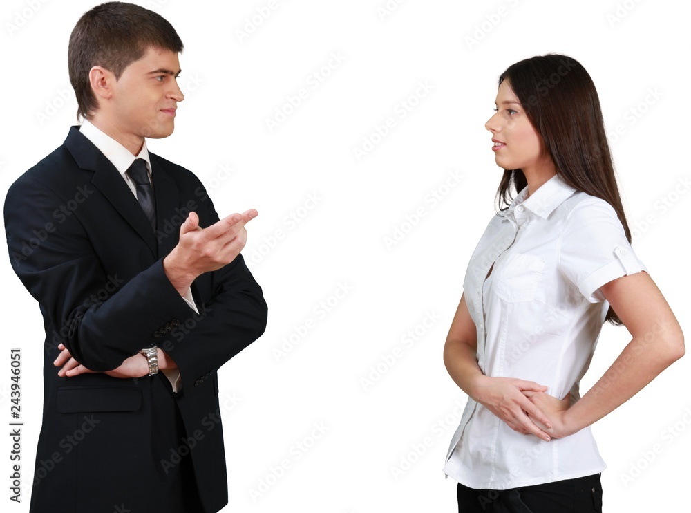 Businessman and Businesswoman Talking - Isolated Businessman and Businesswoman Talking - Isolated