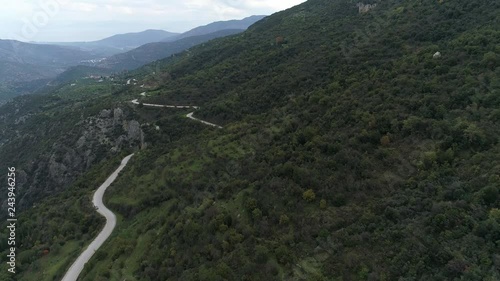 small road in the mountains of peloponnese greece