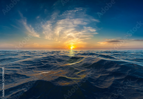 Fotografie, Obraz Sunset or sunrise over cold, choppy water