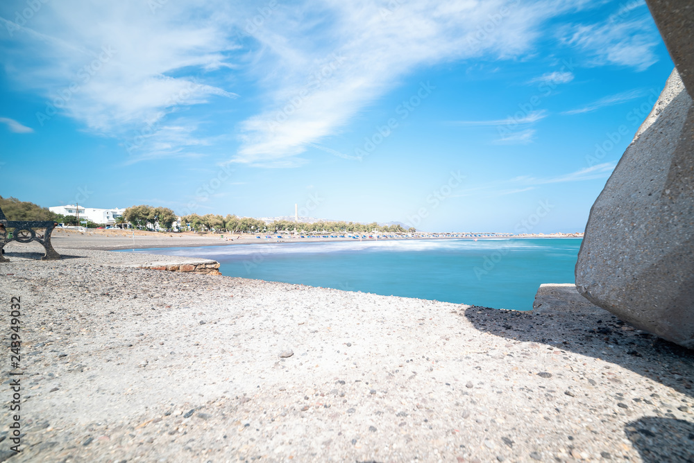 Fototapeta premium Monolithos beach - Aegean sea - Santorini island - Greece