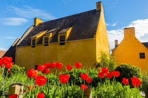 Houses of Culross town with it's beautiful 17th century Palace and traditional Scottish cottages photo