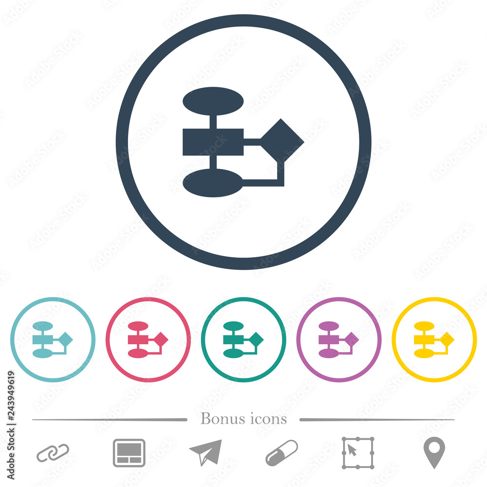 Flowchart flat color icons in round outlines Flowchart flat color icons in round outlines
