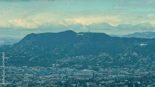 Timelapse of Hollywood Hills in Distance Daytime -Long Shot-
