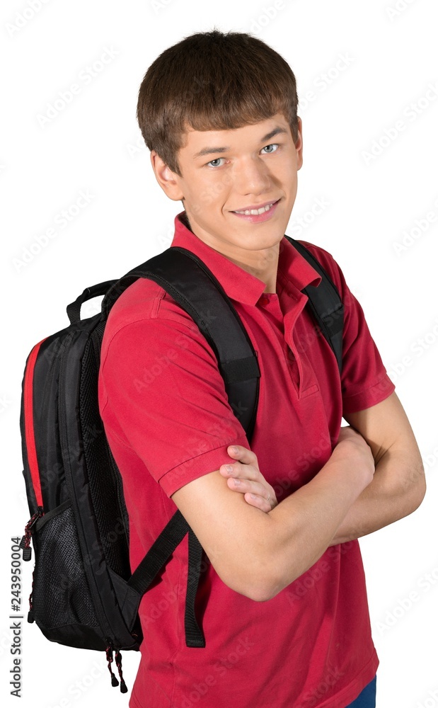 Teen male preppy wering a backpack Teen male preppy wering a backpack