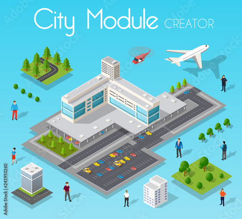 Isometric set module city