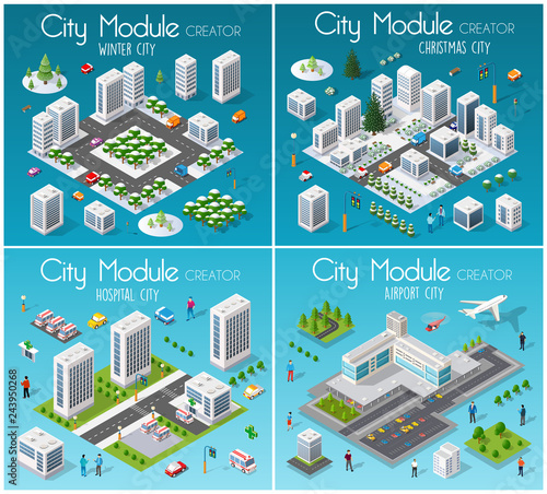 Isometric set module city
